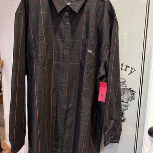 Men's Black and Red Plaid Button-Down Sullen shirt